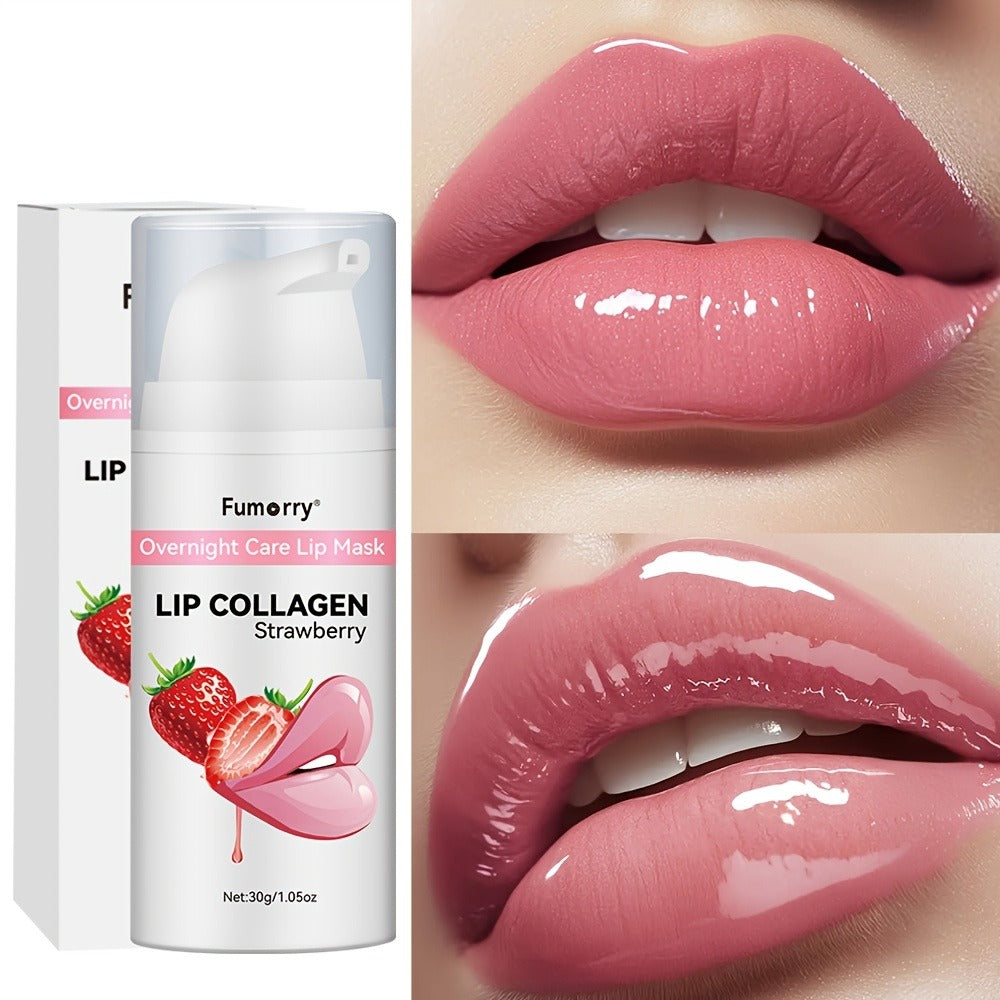 30g / 1.05oz Fumerry Lip Collagen Strawberry-Labeled Pump Bottle with Pink Applicator and 9.7cm Height — image 2