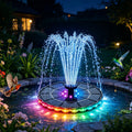 Bird Bath Fountain Solar 3.5W LED Lights 3000mAh Battery IPX8 7 Nozzles for Garden, Patio and Yard Use — image 1