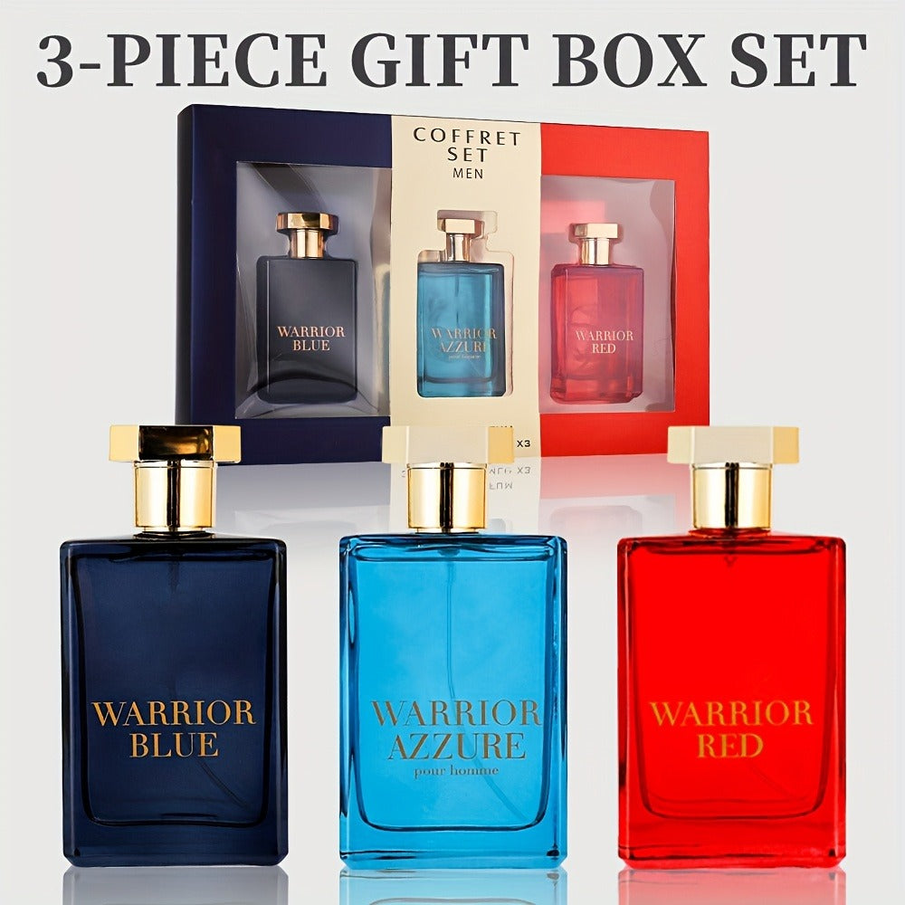 Eau de Toilette Warrior Blue 100ml Spray for Men with Single Bottle or Three-Piece Color Gift Set — image 4