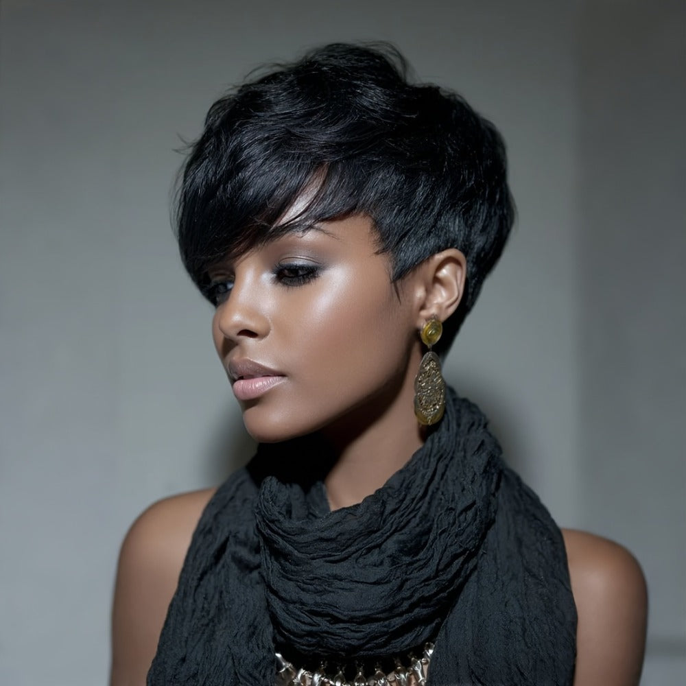 Synthetic Wig 6-Inch Short Straight Style with Rose Net Cap in Six Brown-Black Color Codes — image 10