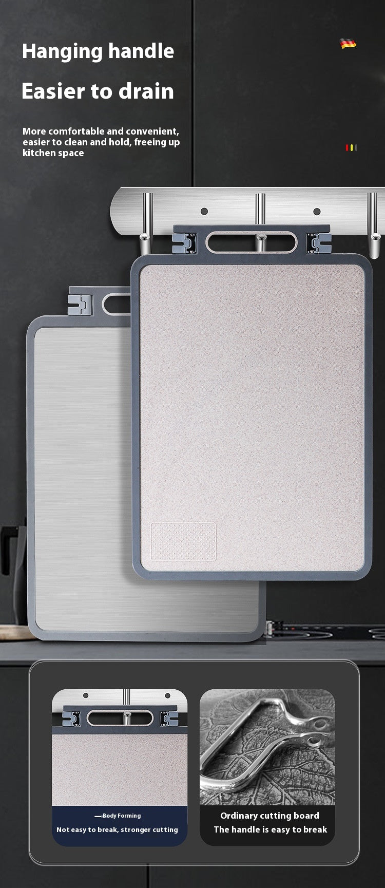 Cutting Board 304 Stainless Steel Chopping Board Kitchen Plastic Cutting Board Sharpening Double-sided Cutting Board
