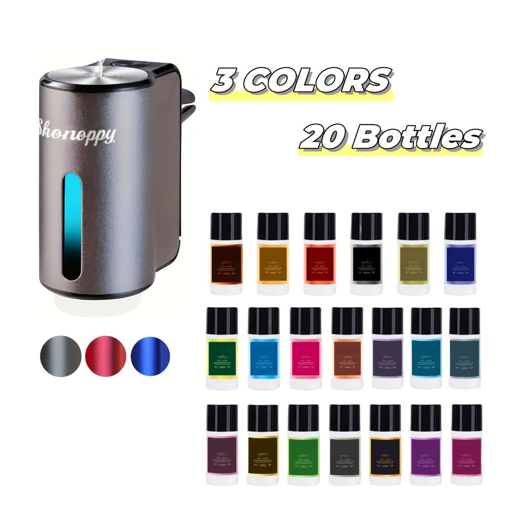 Car Air Freshener Aroma Diffuser with Essential Oils – USB Powered Smart Scent Diffuser for Car, 3/6/10/20 Bottles 0.34oz Ess