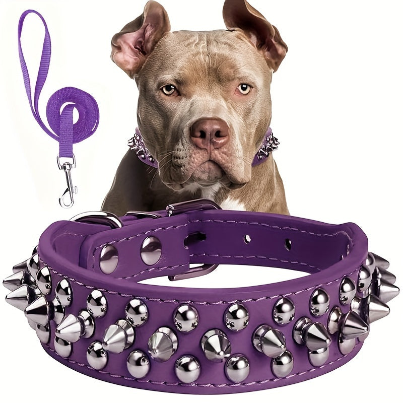 Rivet-Studded Dog Collar and Matching Leash Set with Metal Buckle, Five Colors and XS–XXL Sizing — image 16