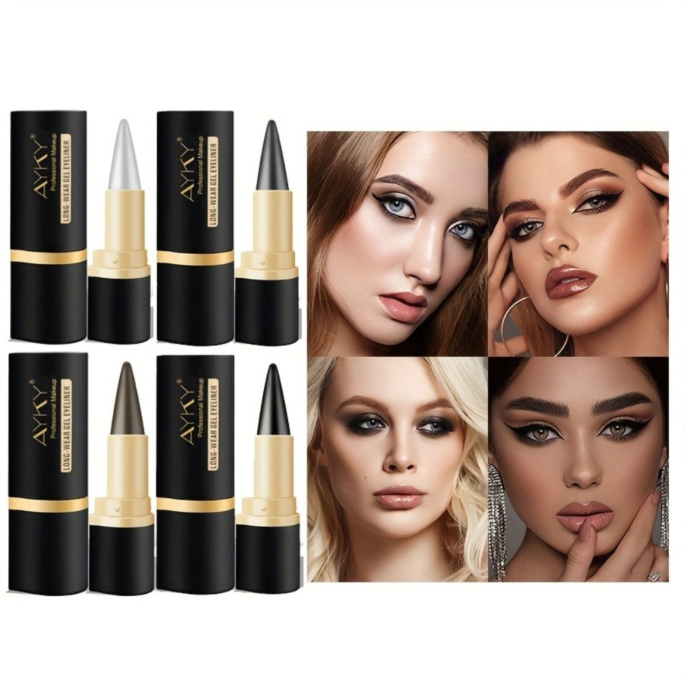 Compact Matte-Look Black Cone-Tip Eyeliner Set with Three Twist-Up Sticks in Black and Gold Cases — image 5