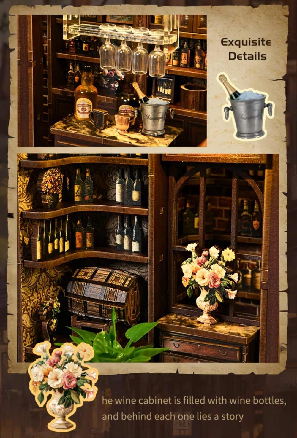 Corner Lounge Book Nook Kit with 327-Piece Tavern Storefront Scene, Illuminated Interior and Touch Switch — image 16