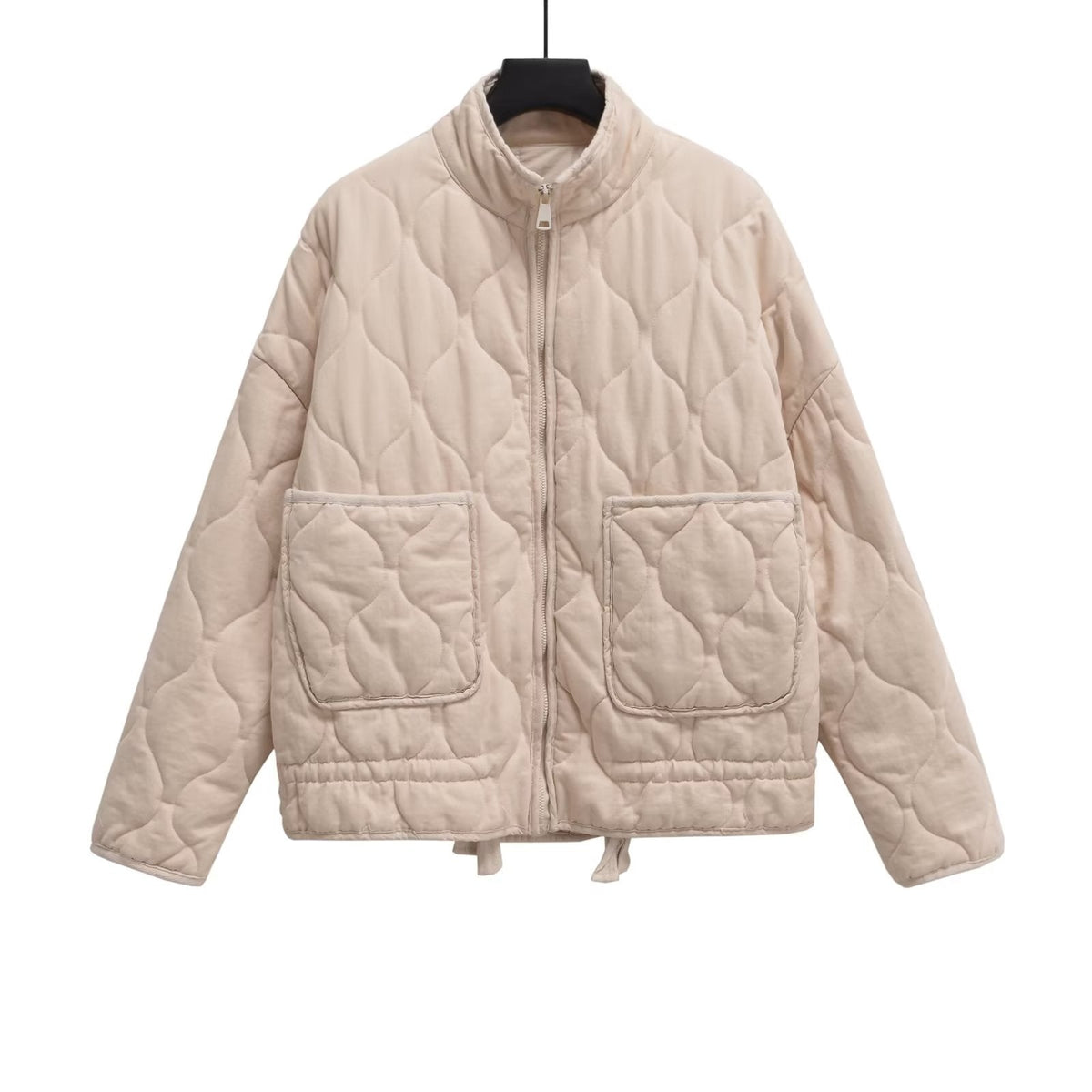 Large Pocket Lace-up Long Sleeve Cotton Coat Jacket Washed Cotton-padded Coat For Women