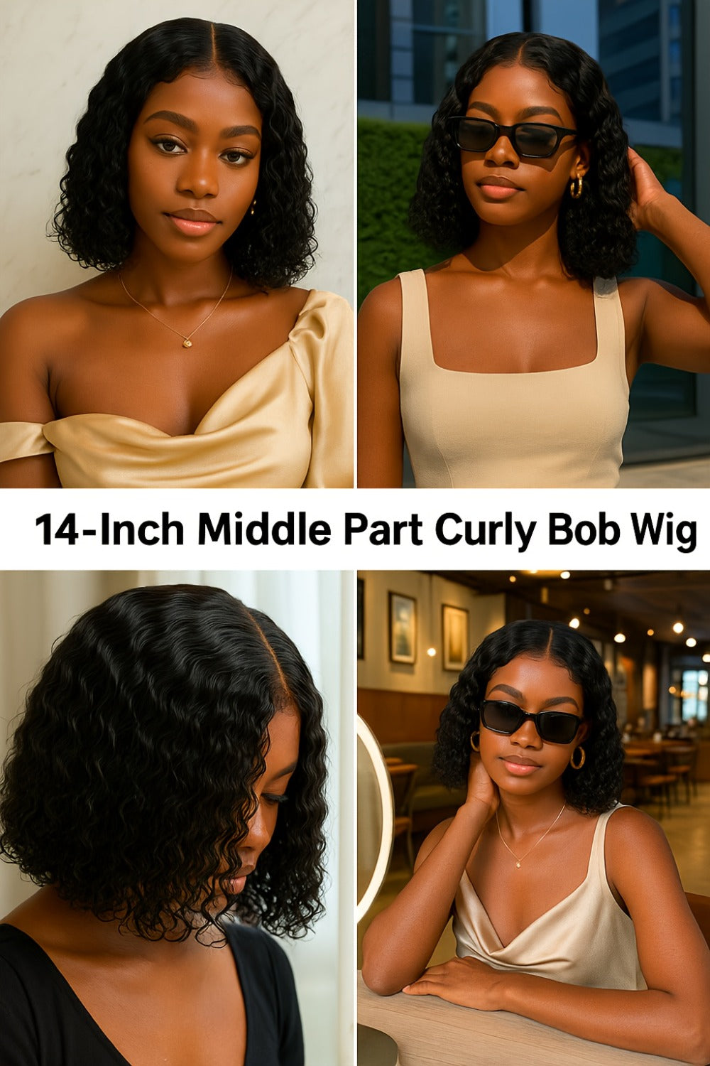 Lace Front Wig Deep-Wave Black 14-Inch Synthetic Style with Glueless Cap, Pre-Plucked Front and Baby Hair — image 13