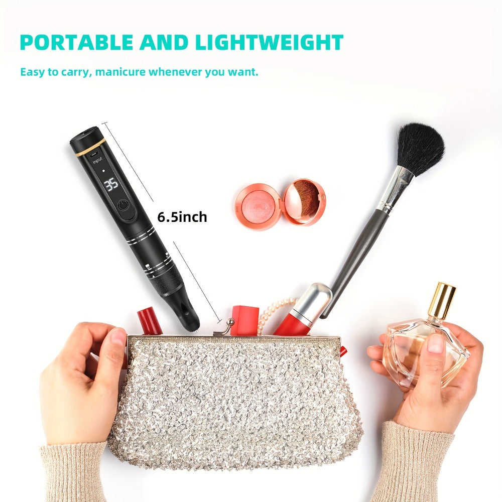 Electric Nail Drill 35000 RPM Rechargeable Pen with Digital Display, Forward Reverse and Three Colors — image 9