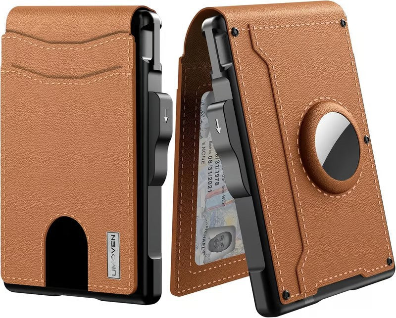 Wallet Men's Card Holder Large Capacity Flip Carbon Fiber Metal Cartridge