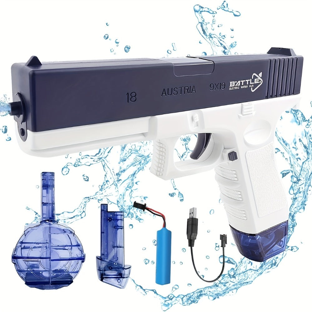 Compact Electric Water Blaster with 500cc and 60cc Detachable Reservoirs, Blue or Pink Body Design — image 9