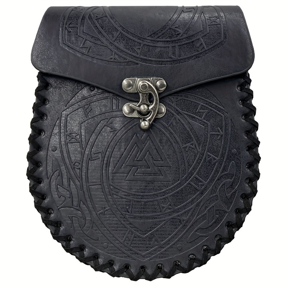Costume Accessories Faux Leather Medieval Belt Pouch with Five Embossed Design Options in Brown or Black — image 5