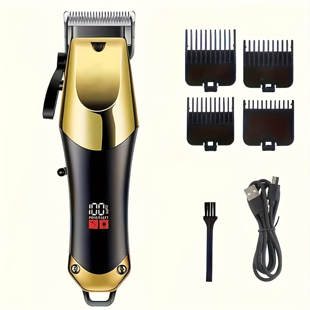 Men's Grooming Kit Hair Clipper Set USB Rechargeable LCD Display – Professional Clipper Razor T-Blade Trimmer 8 Guide Combs &