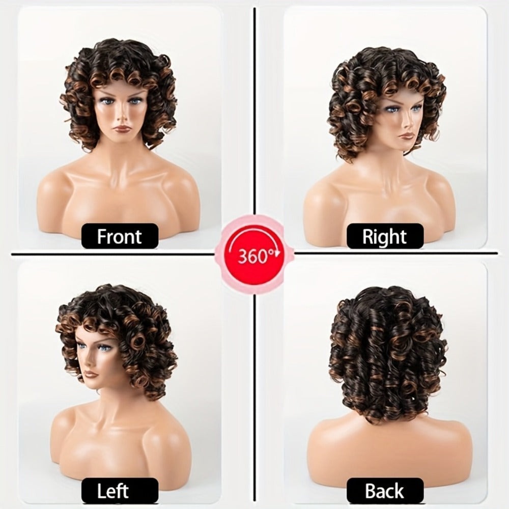 Synthetic Wig 14-Inch Kinky Curly Afro with Bangs in Black, Black-Brown or Golden 33/27 for Daily Style — image 5