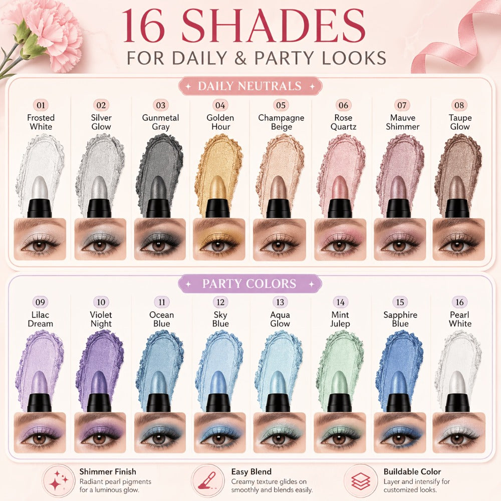 Highly Pigmented Eyeshadow Stick Set 16 Colors Waterproof Matte & Shimmer Eye Makeup Pencil Kit — image 12