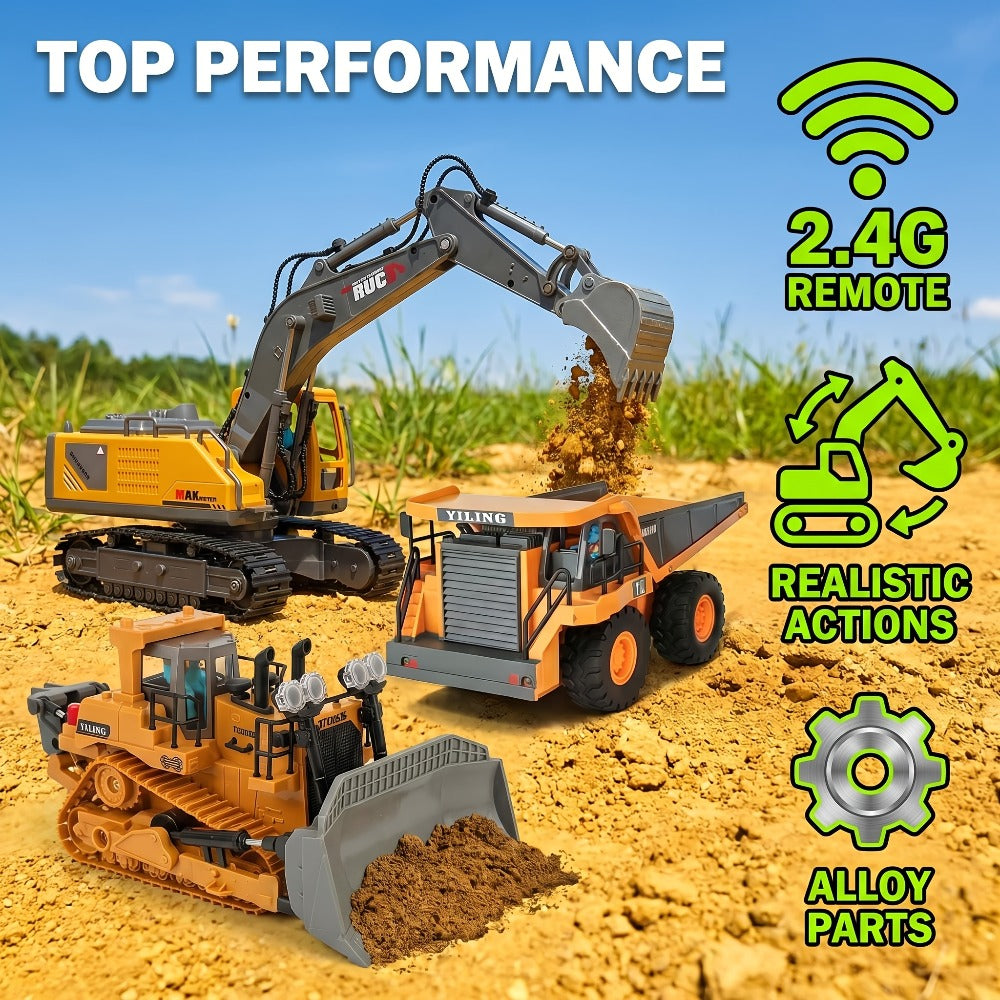 RC Bulldozer 1:24 Scale Alloy with 680° Rotation & Working Arm, 2.4GHz Remote Control Construction Vehicle for Kids — image 4