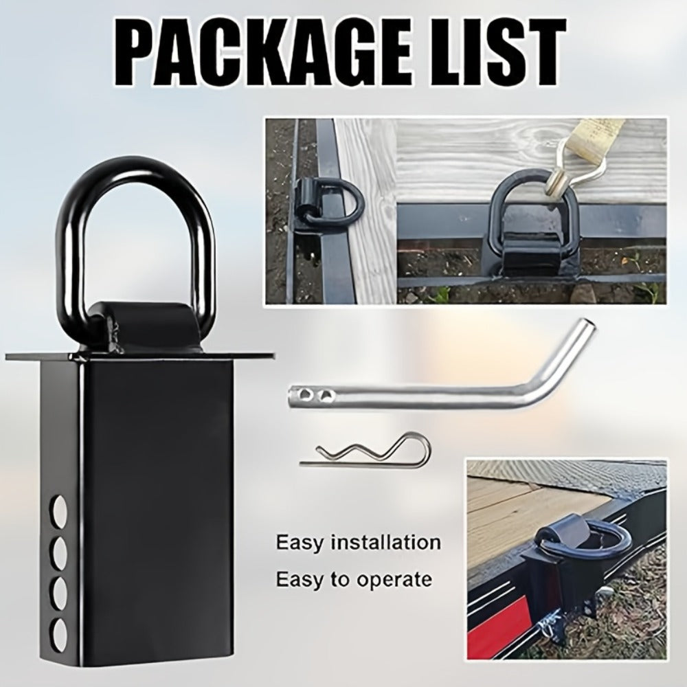 Stake Pocket D-Ring Tie Down 12, 000 lbs Breaking Load Heavy Duty Flatbed Truck Trailer Cargo Anchor – Adjustable 2"x4" Unive