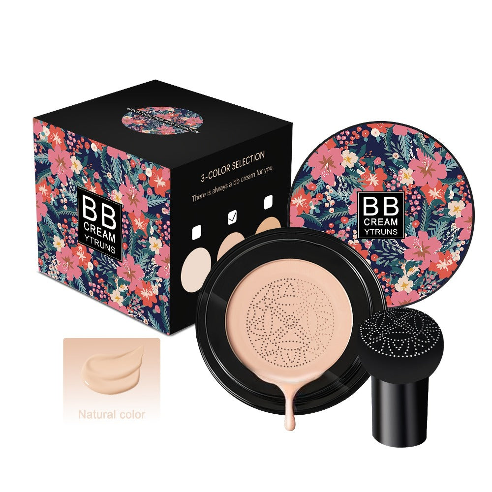 Floral Compact Air Cushion Foundation with Mushroom Puff Applicator and Ivory, Natural or Dark Shades — image 5