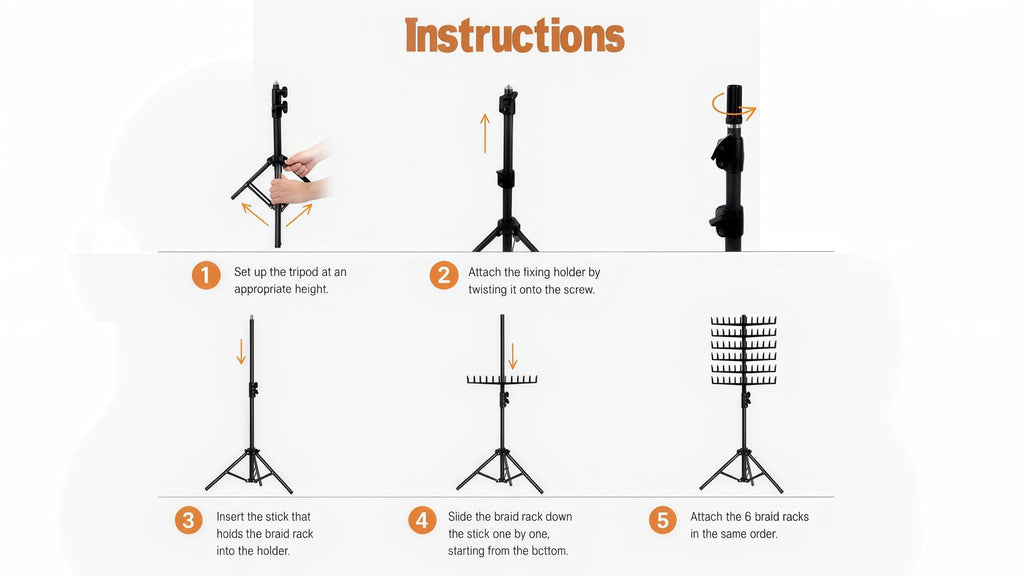 Braiding Hair Rack 144 Pegs Height Adjustable 2-Side Hair Extension Holder Stand with Tray – Foldable Portable Professional B
