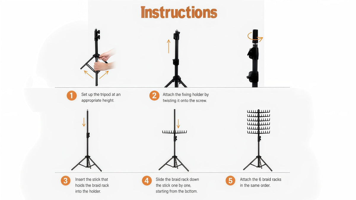 Braiding Hair Rack 144 Pegs Height Adjustable 2-Side Hair Extension Holder Stand with Tray – Foldable Portable Professional B
