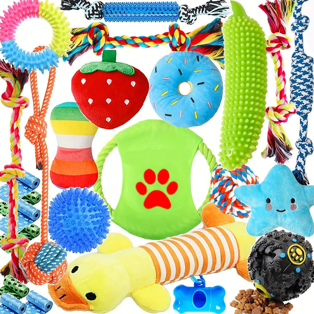 Dog Toys 25-Piece Activity Set with Rope, Squeaky, Tug, Teething and Treat-Dispenser Pieces — image 2