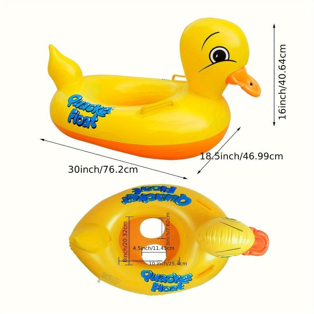Pool Float Duck-Shaped Ring with Two Built-In Handles and One, Two or Four-Piece Pack Selections — image 9