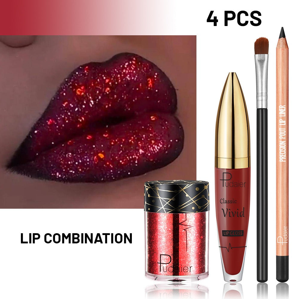 Four-Piece Glitter Lip Art Set with Loose Glitter Pot, Color Tube, Liner Pencil and Applicator Brush — image 3