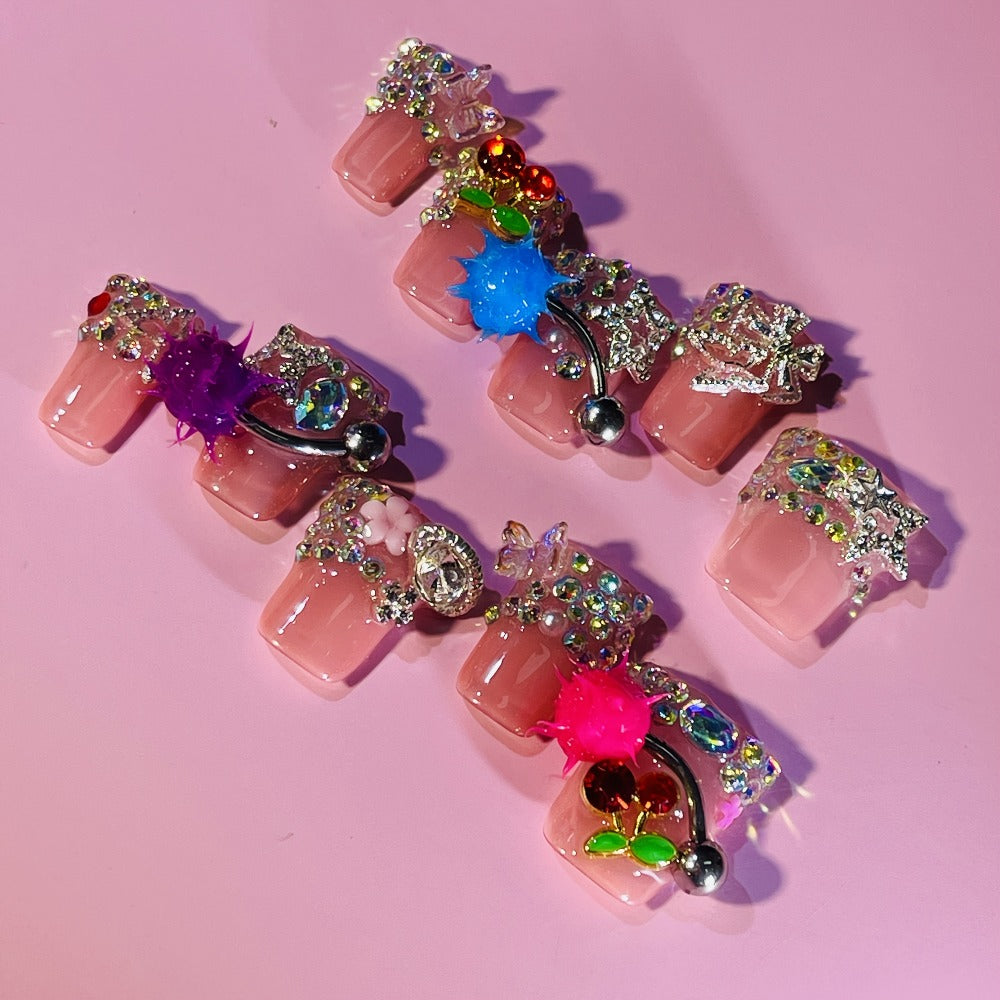 Press On Nails Colorful Handmade Duck-Tip Set in S, M and L Sizes with Glue-On Application — image 2