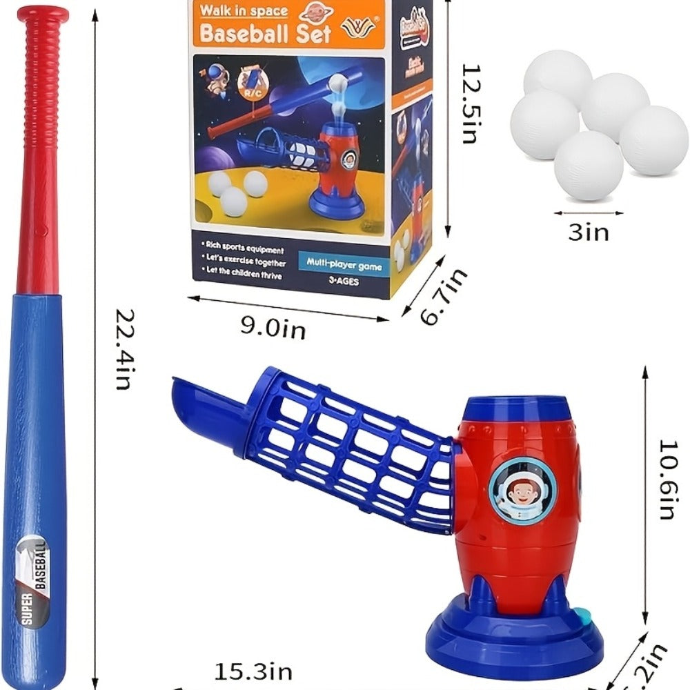 Kids Baseball Pitching Machine Toy Set, Children's Baseball Trainer with Bat, Ball Machine & 10 Balls — image 15