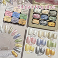 Pearlescent Nail Gel 9-Grid Shell Shimmer Mother of Pearl Cream Oil Painting Gel Polish Set – Multicolor Glitter Iridescent S
