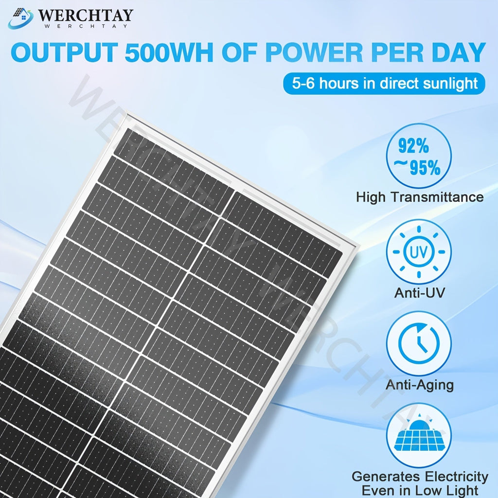 Single 100W Monocrystalline Solar Panel with 101 x 46 cm Frame and Attached PV Connector Cables — image 3
