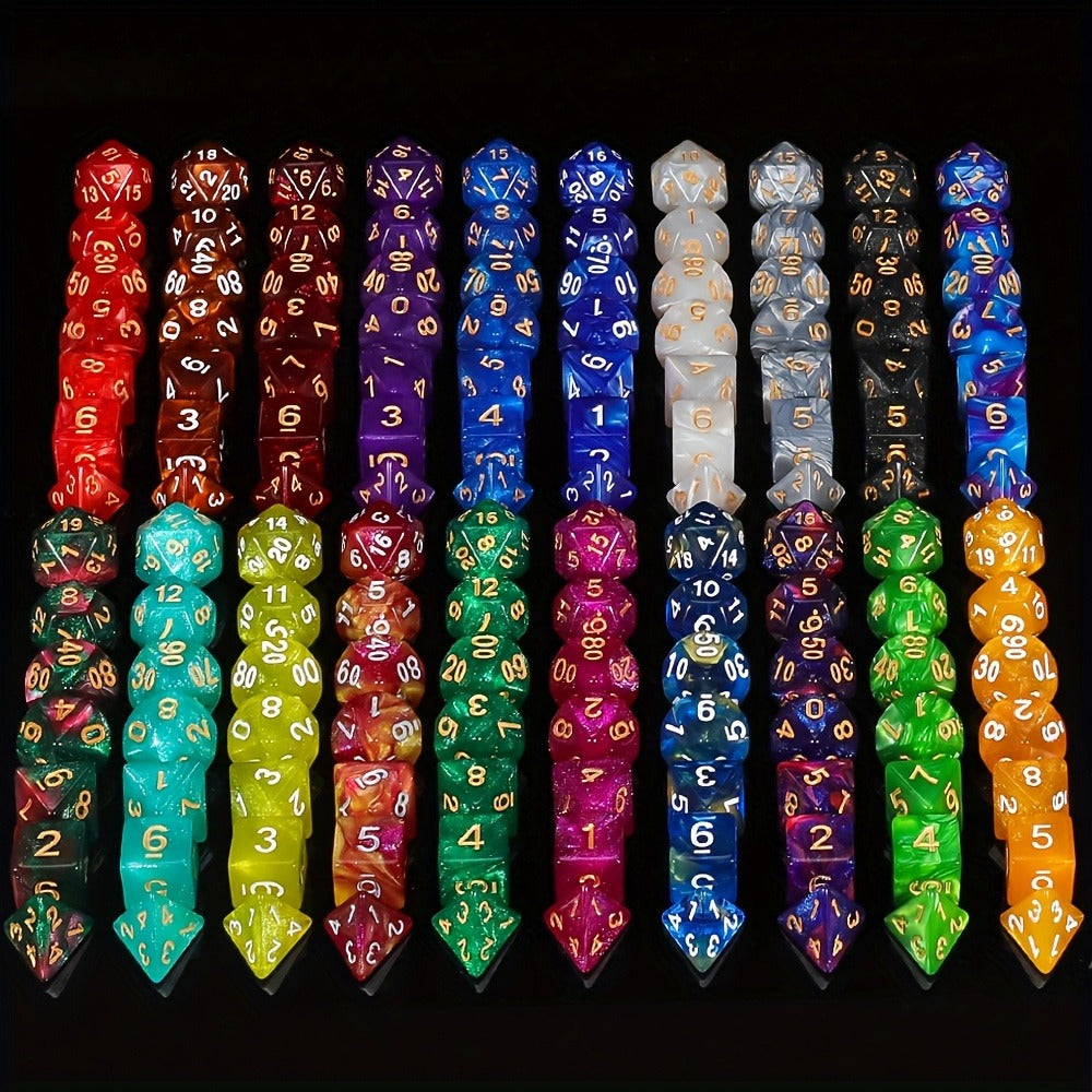 DND Polyhedral Dice Set 141pcs – 20 Complete 7-Die Sets for D&D RPG Tabletop Games, Includes Velvet Bag, Acrylic Multi-Color 