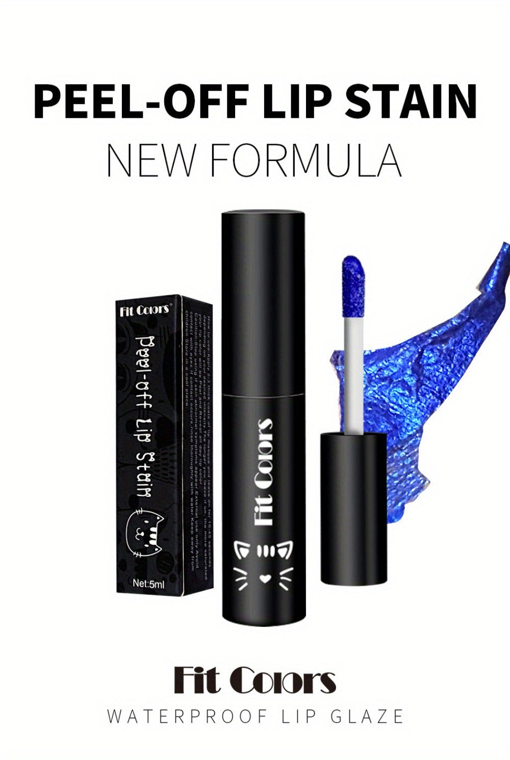Matte Velvet Lip Stain Set 6 Colors Waterproof Smudge-Proof, Metallic Blue Cobalt Bold Shades Vegan Lip Gloss for All Skin To