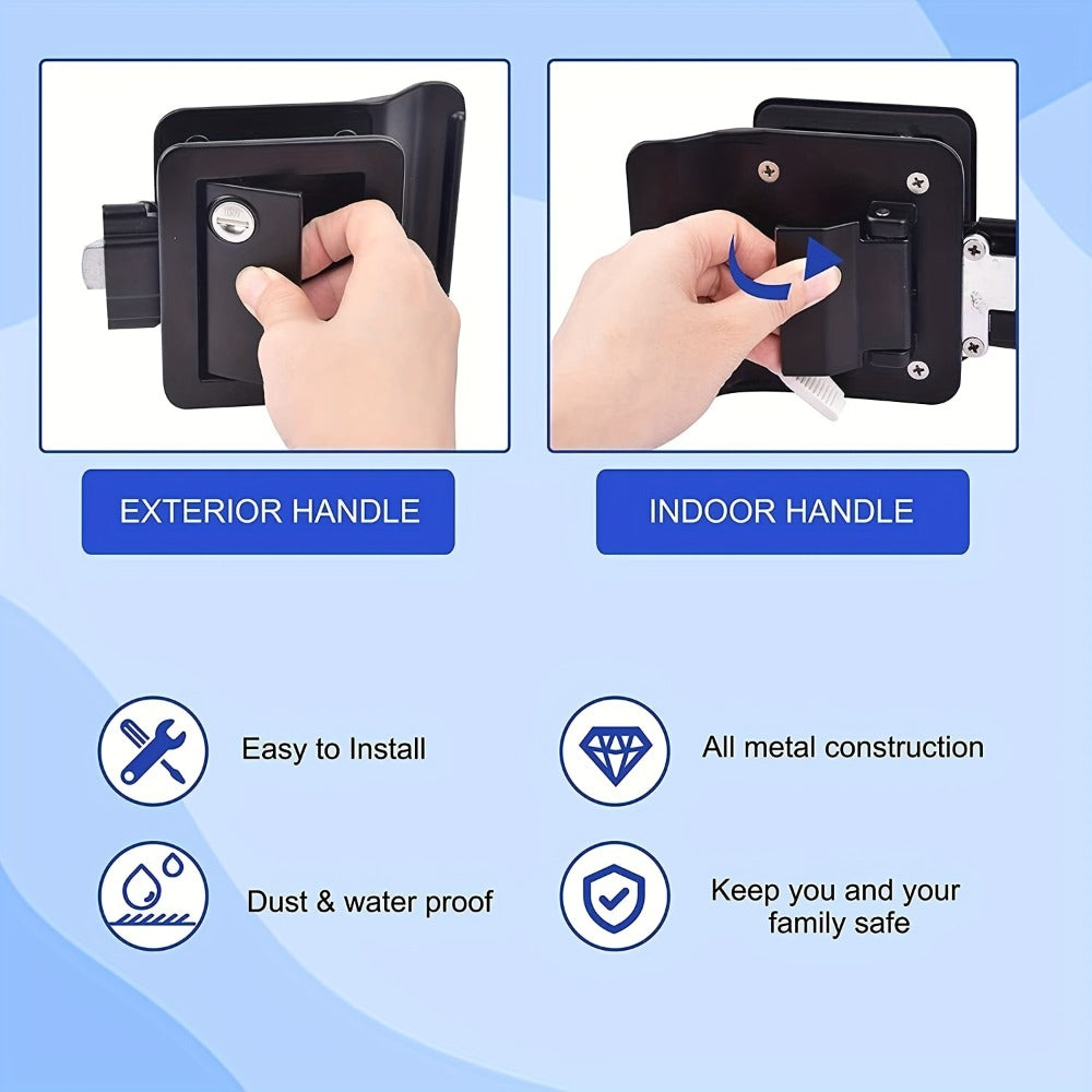 RV Door Lock Replacement – Travel Trailer Entry Door Lock with Deadbolt, Fits 2-3/4" x 3-3/4" Hole, 1-1/4" to 1-1/2" Door Thi
