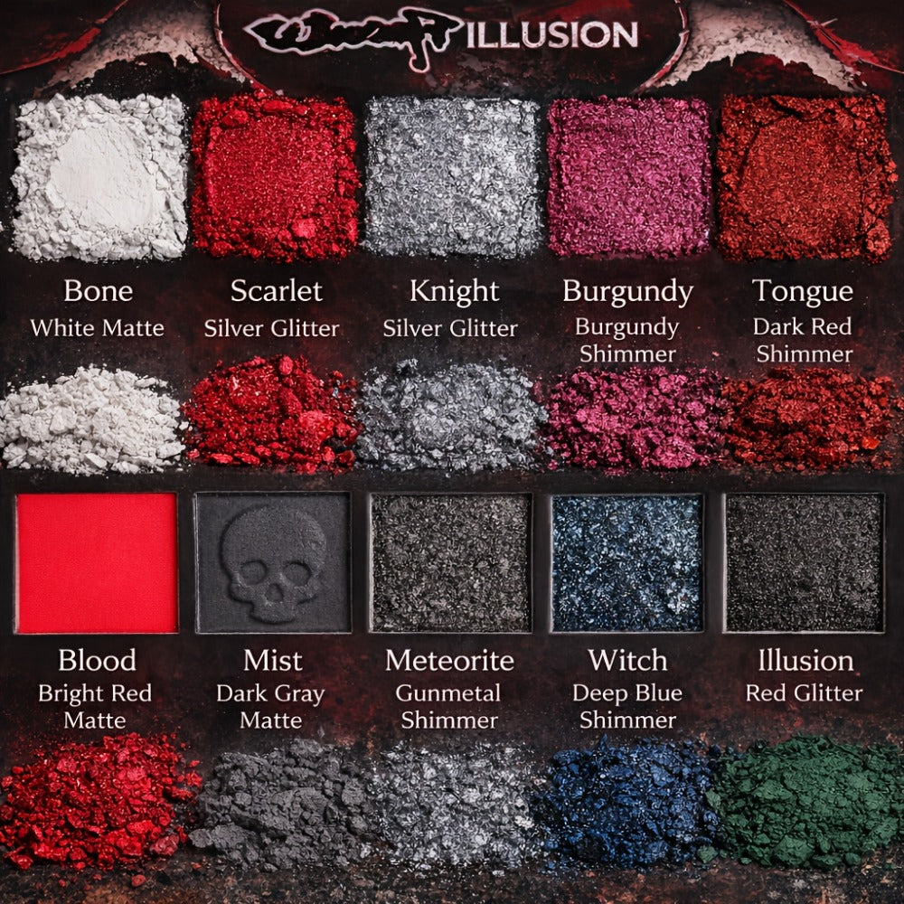 Eyeshadow Palette 15-Shade Dark Gothic Color Mix with Matte, Shimmer and Glitter Finishes in Black Case — image 7
