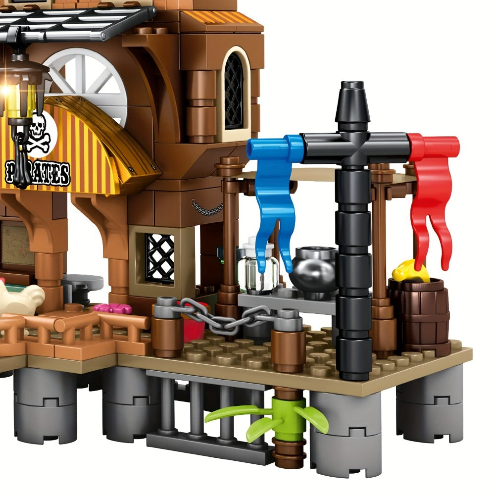 Pirate Wharf Building Blocks Set with 573-Piece Source Record, Model 1547, Boat, Dock and Multi-Level Supply Center — image 7
