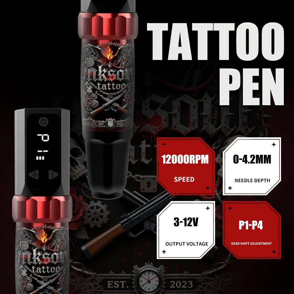 Tattoo Machine Kit INKSOUL TM-94 Wireless Rotary Pen with 1500mAh Supply, 10 Cartridges, 7 Inks and Mixing Cups — image 2