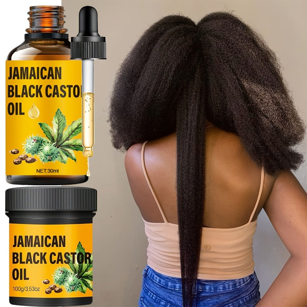 Two-Piece Jamaican Black Castor Oil Hair Care Set with Coordinated Oil and Cream Containers — image 3