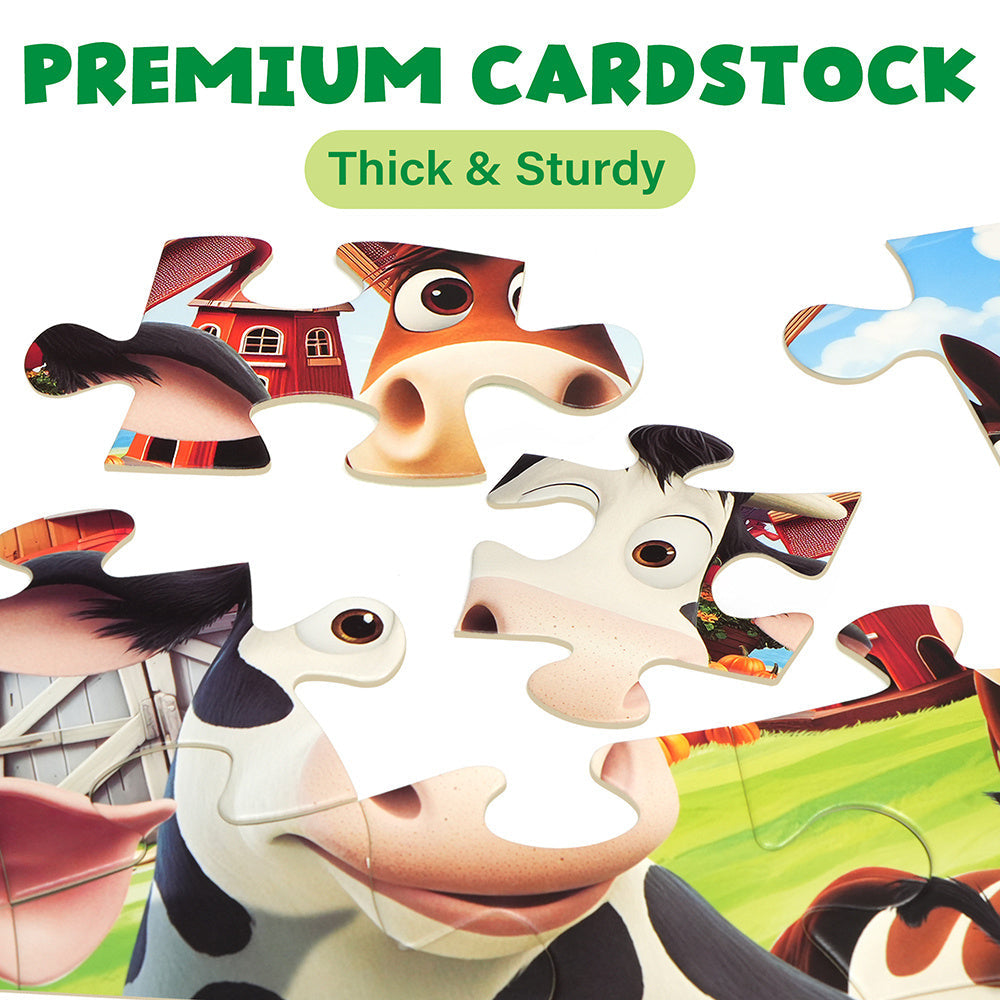 Large Floor Puzzle for Kids Ages 3+, Chunky Jigsaw Mermaid & Farm Animals, Preschool Educational Toy for Boys & Girls 3 4 5 6