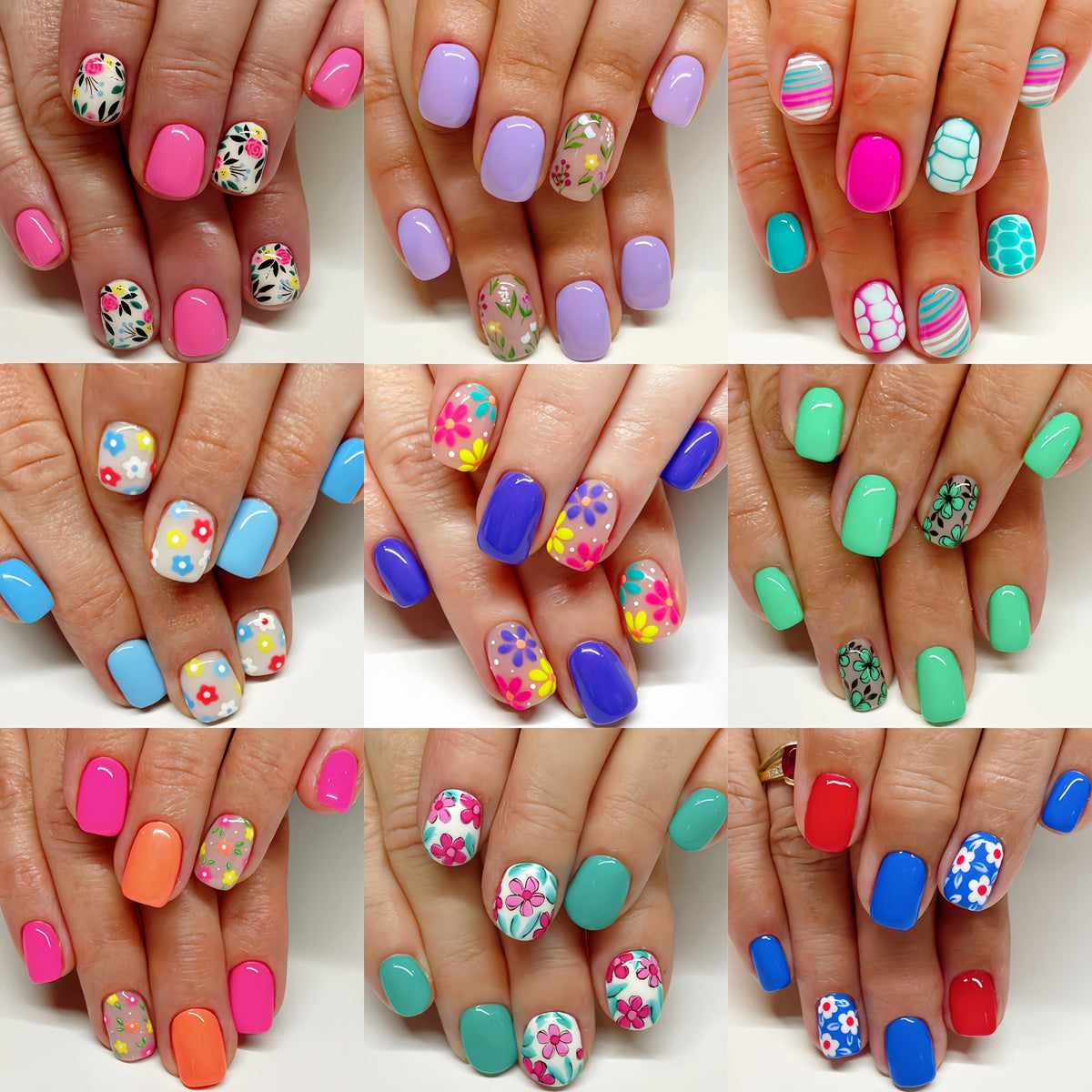 Press On Nails 216-Piece Short Full-Cover Set with Floral, Plant and Flower Designs for Spring and Summer — image 6