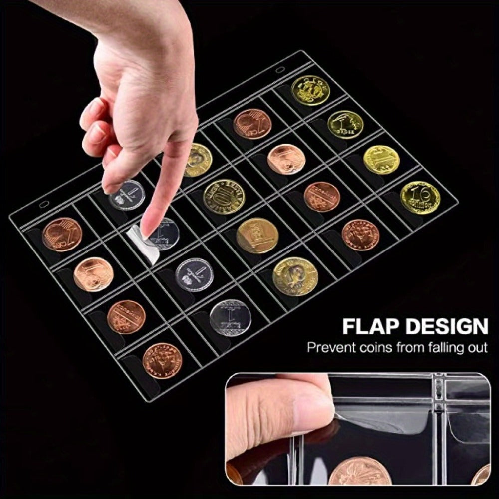 Coin Collection Book with Zipper & Handle 200/320 Pockets – 10/20 Page Coin Storage Album for Currency & Commemorative Coins 