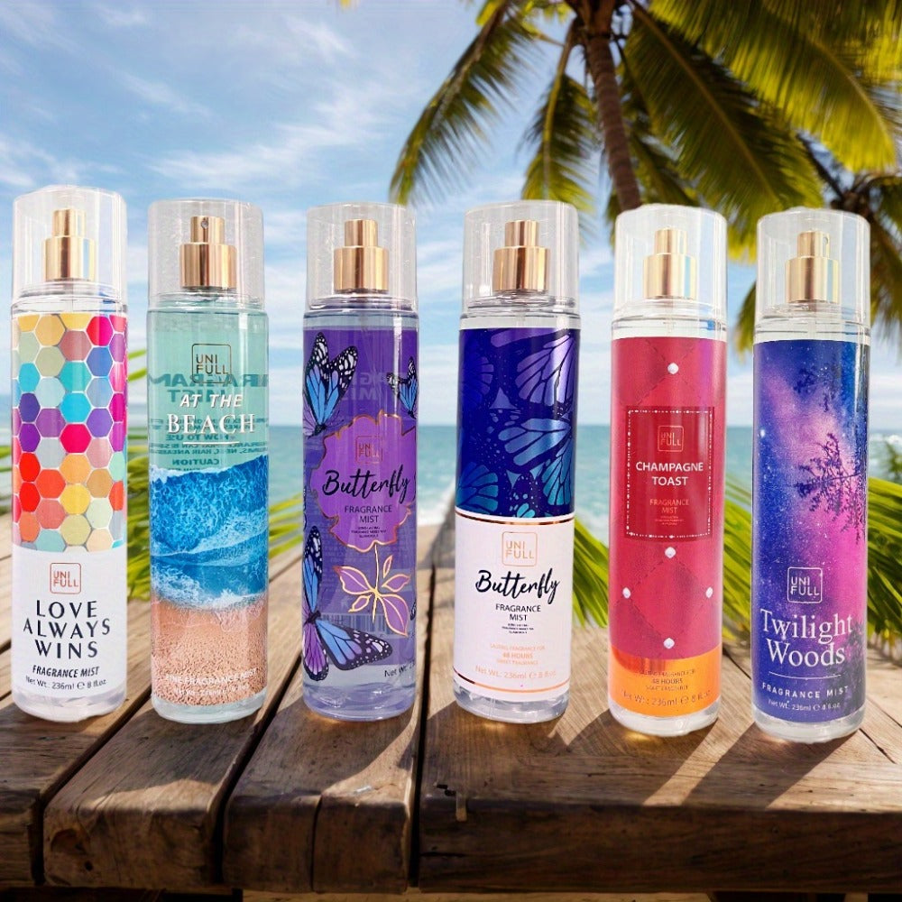 Body Mist Perfume Spray 8oz – 12 Scents Floral Hair & Body Fragrance for Women, Rose, Cherry Blossom, Beach, Long-Lasting Lig