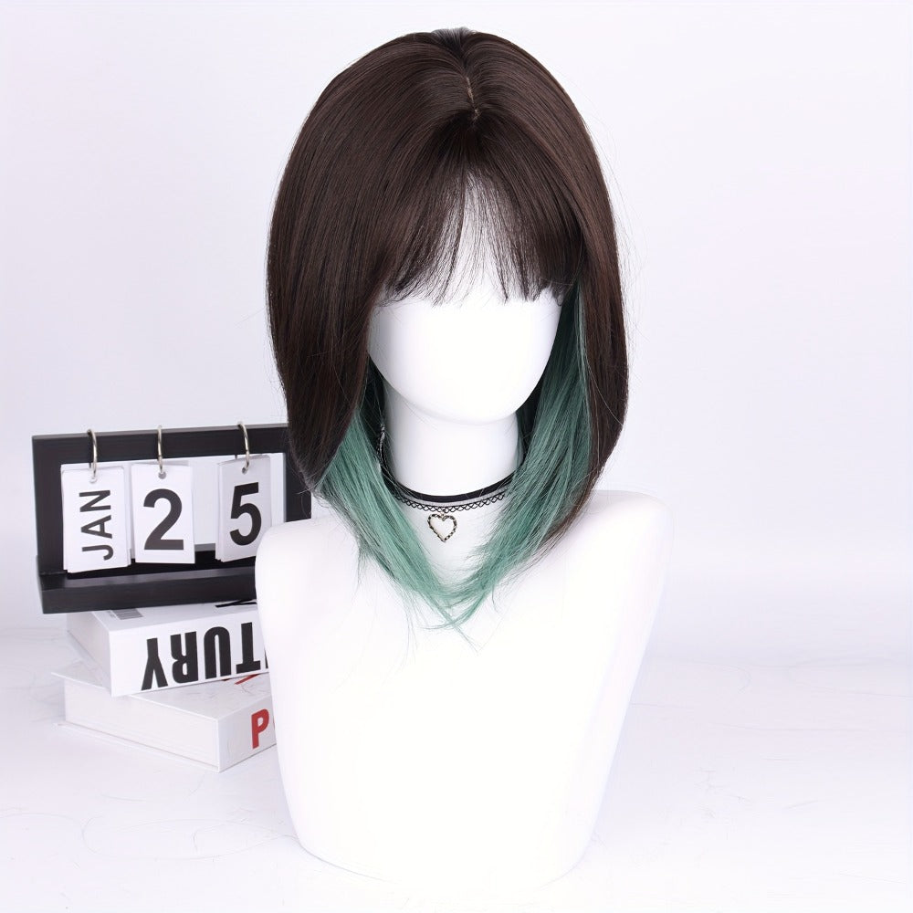 Synthetic Wig 16-Inch Straight Ombre Bob with Bangs, 150% Density and Rose Net Cap for Festivals — image 9