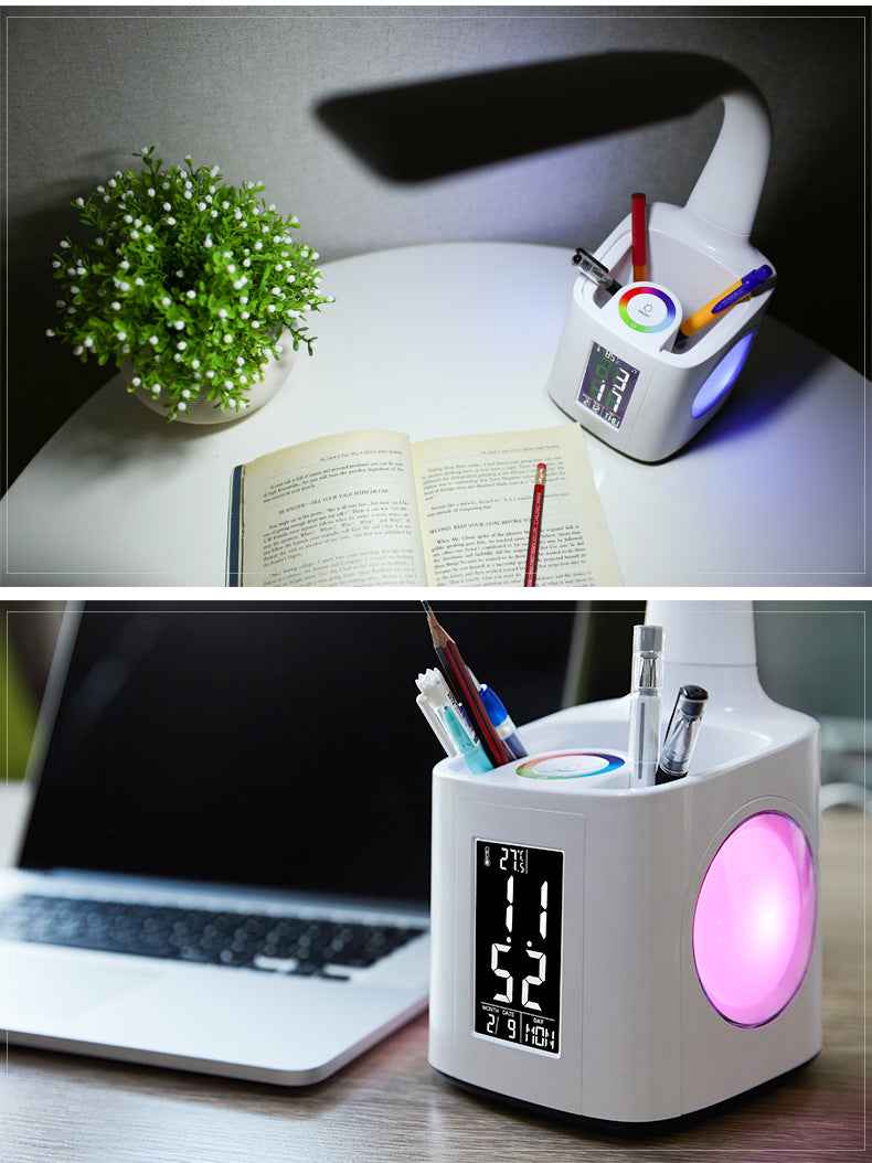 Study LED Desk Lamp USB Charging Port&Screen&Calendar&Colors Night Light Kids Dimmable Table Lamp With Pen Hold