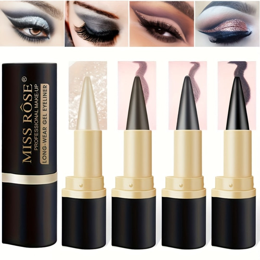 Creamy Gel Eyeliner Pencil Set 3pcs Black Waterproof Sweat-Resistant Smudge-Proof Matte Eye Liner — image 1