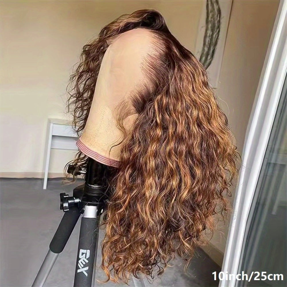 Lace Front Wig LUCK HAIR 10-Inch 4/27 Highlight Water-Wave Human Hair Bob with 13x4 HD Lace and 180% Density — image 4