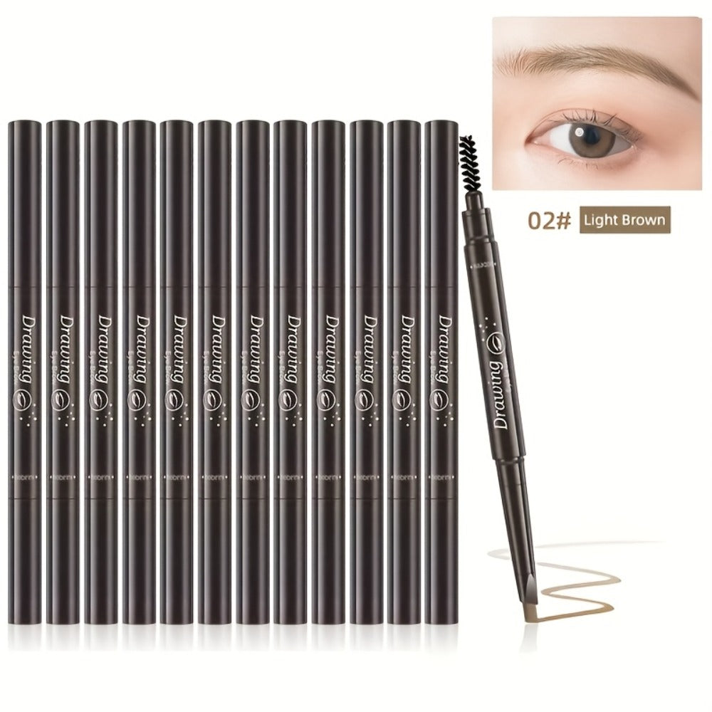Eyebrow Pencil 12-Pack Double-Ended Waterproof – Automatic Twist-Up Brow Pencil with Spoolie Brush, 4 Natural Shades — image 