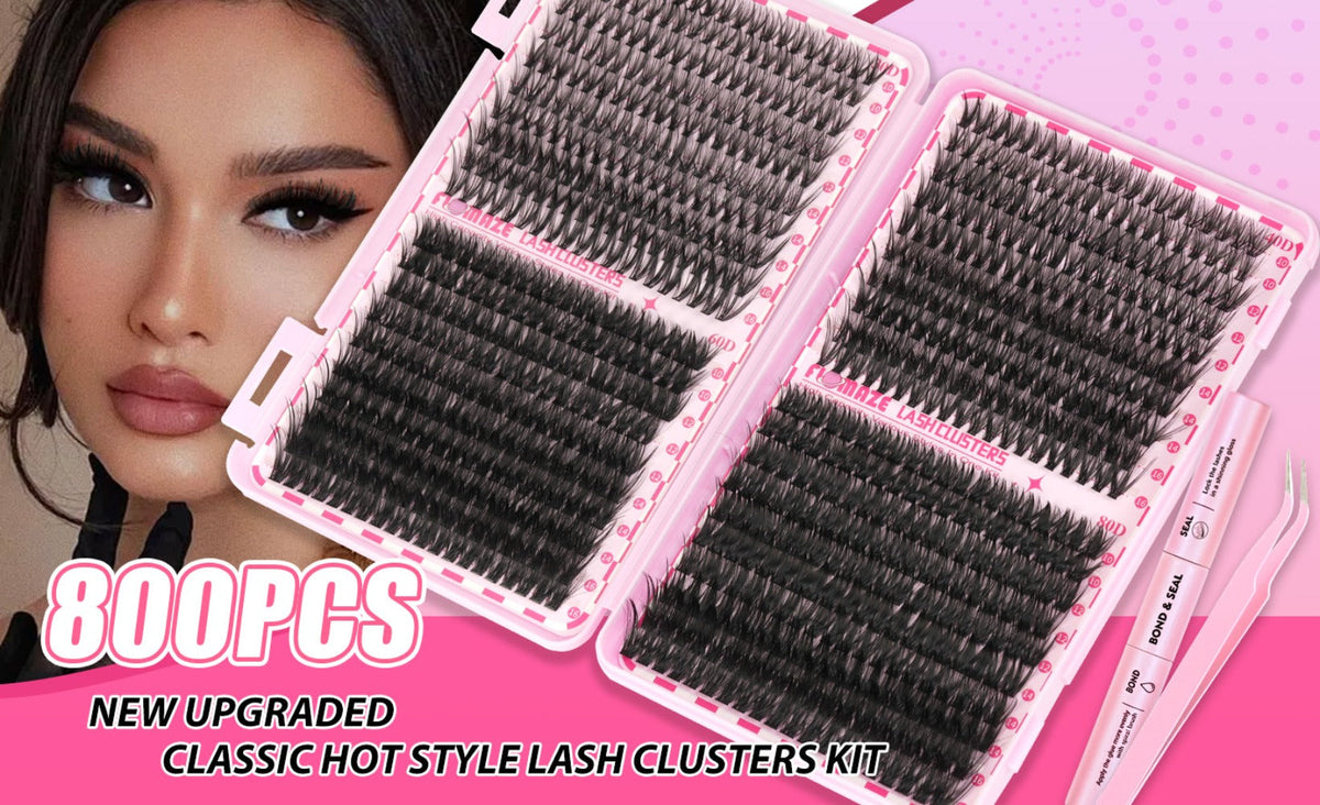 800-Piece 30D–80D Volume Lash Cluster Kit with Mixed 10–16mm Lengths and Pink Application Set — image 9