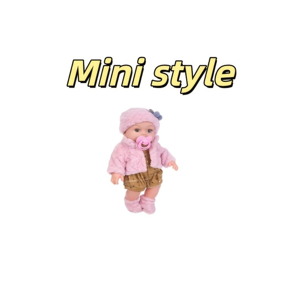 Pink Baby Doll with Open-Eye Face, Pacifier and Textured Outfit Across Three Checkout Style Labels — image 7
