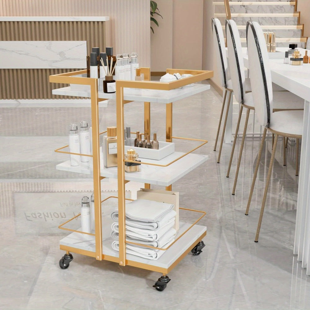 Three-Shelf Rolling Salon Trolley with Side Handles, Locking Casters and Four Color Configurations — image 2