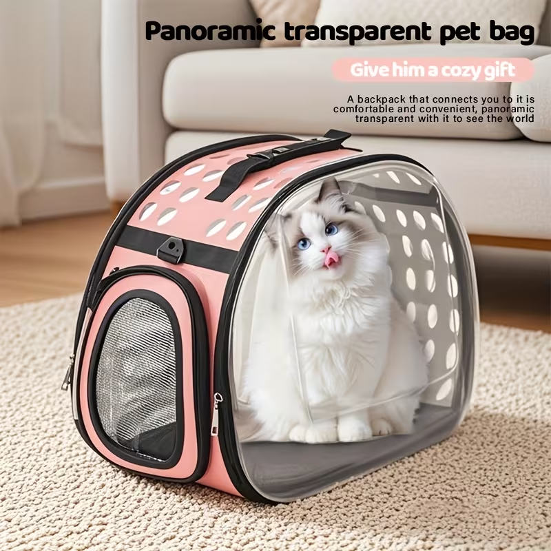 Clear-Panel Pet Carrier Backpack with Ventilation Holes, Mesh Sections and Small or Large Sizes in Four Colors — image 9